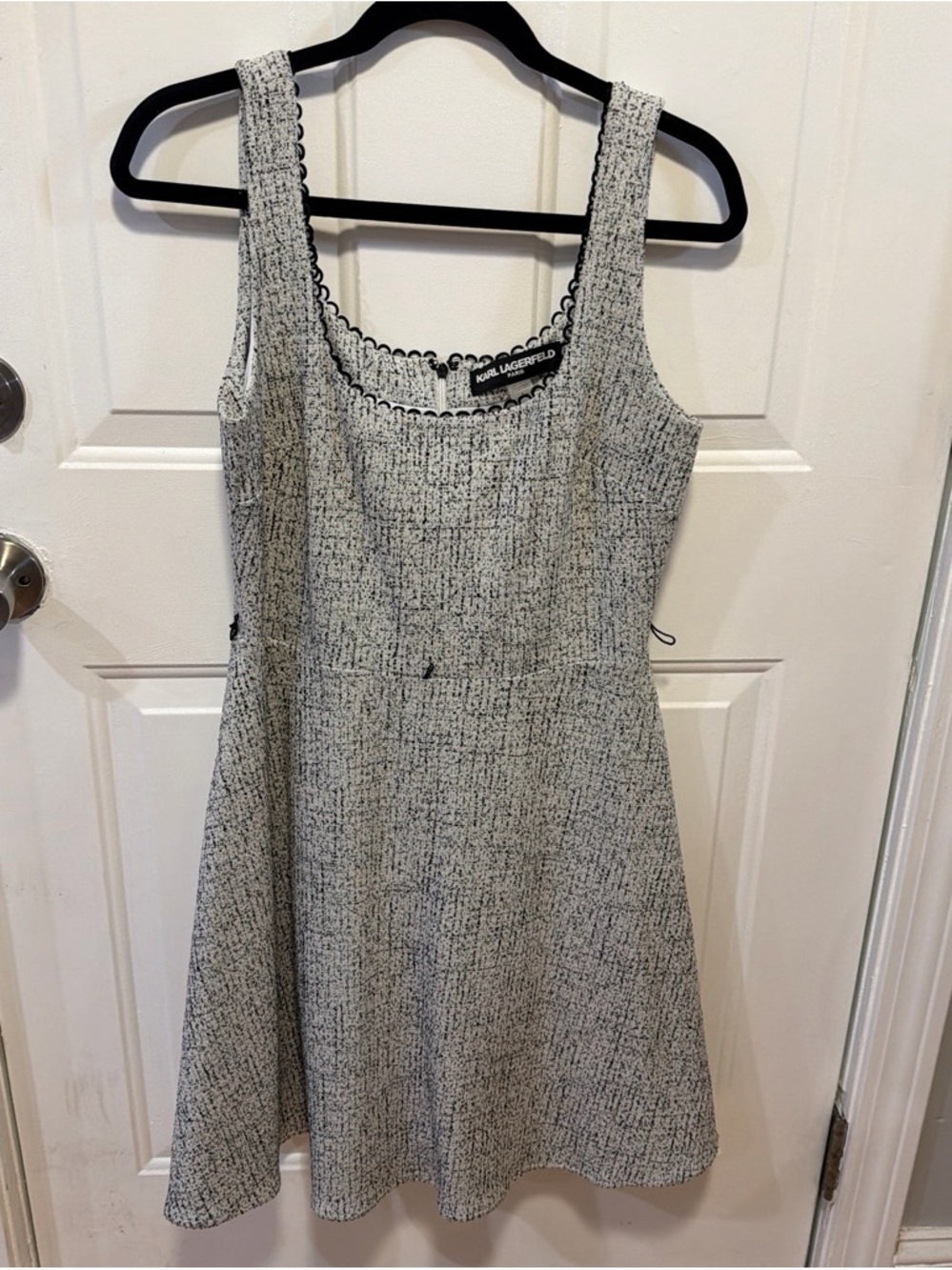 Karl Lagerfeld Gray and Black Tweed Mini Dress